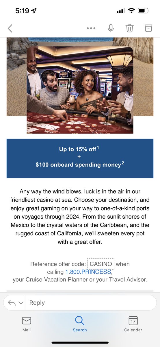 SciRice's tweet photo. Here is additional info @PrincessCruises. I’m just trying to get the offer that was sent. Not sure why your rep hung up on me https://t.co/qnTywj6iOY