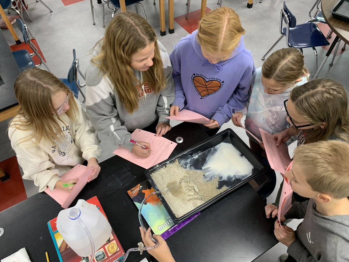 6th graders in Mrs. Harrison’s Science class used a stream table model to learn about how erosion formed the Grand Canyon. #TimberwolfWay