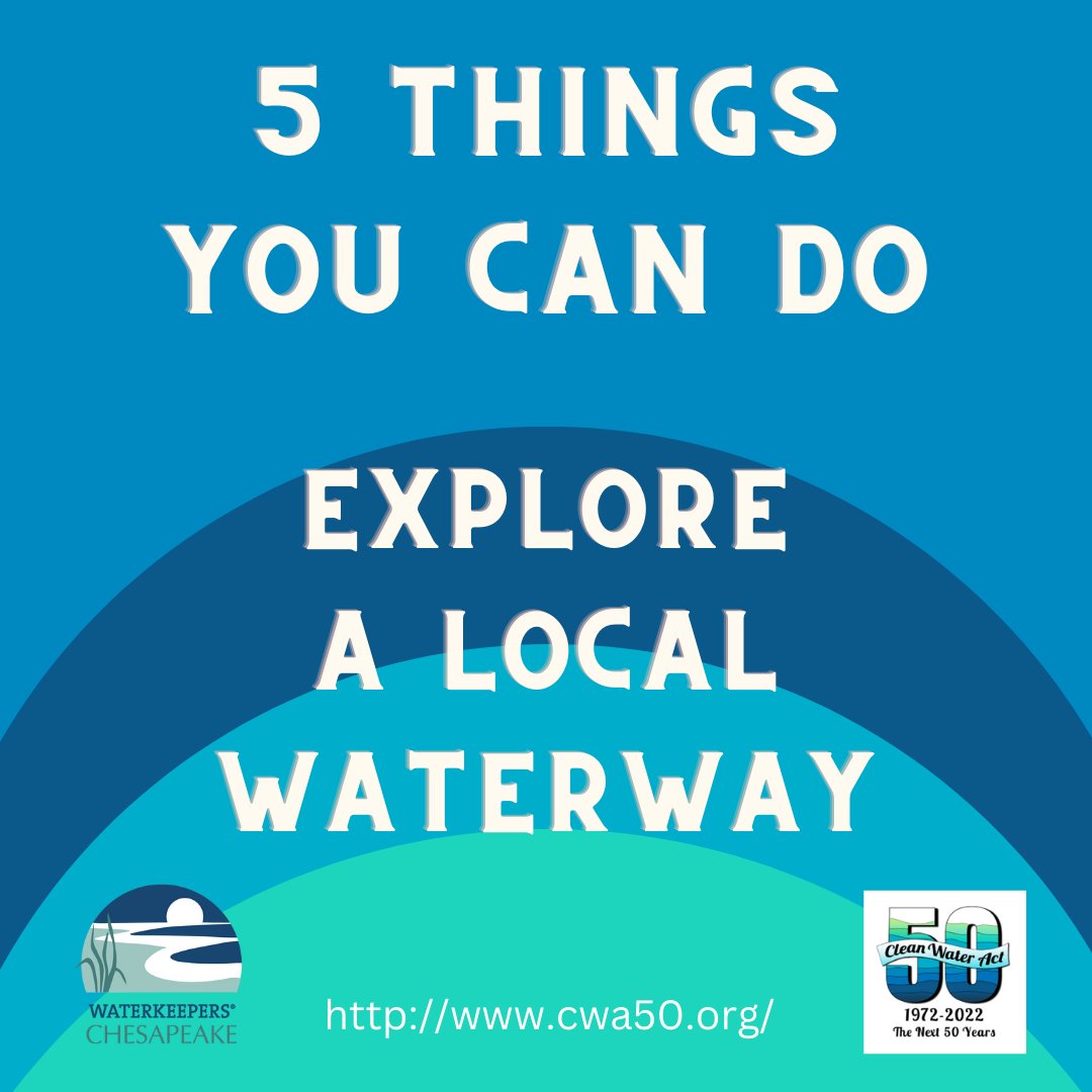 WaterkeepersCP's tweet photo. On Oct 18th, the Clean Water Act turns 50. We offer you 5 things you can do for clean water to help celebrate. Help us protect clean water for the next 50 years! #CWA50 #CleanWaterAct50

1. #VoteforCleanWater
2. Stop using single use plastics
3. Explore a local waterway https://t.co/pTLOM7CYAC