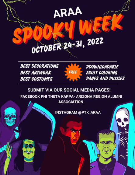 ptkazregion's tweet photo. #ARAASpookyWeek is our annual Halloween social media campaign where we ask #ptkmembers and #ptkalumni to part take in a creative celebration with activities for one full week. https://t.co/MDpBQy2meJ
