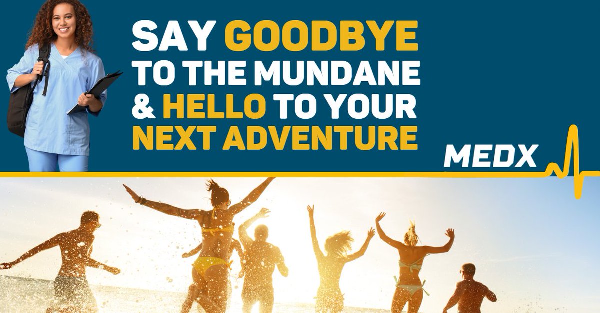 MaderMedx's tweet photo. Are you a travel nurse ready to take your career to the next level? MedX is the new kid on the block and America's most exciting 'up and coming' travel nurse recruitment agency. https://t.co/rVm3KwTxye