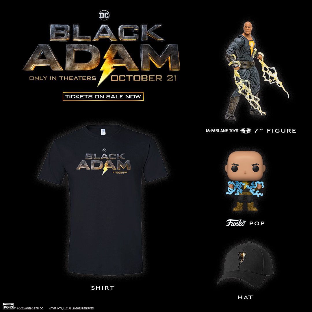Regal (@regalmovies) on Twitter photo A prize pack fit for a hero (or anti-hero)
✔️'Black Adam' t-shirt
✔️<a href="/mcfarlanetoys/">McFarlane Toys</a> Action Figure
✔️<a href="/OriginalFunko/">Funko</a> Pop!
✔️'Black Adam' hat
Simply LIKE & RETWEET this post! <a href="/TheRock/">Dwayne Johnson</a>
And make sure to grab your tickets now! 🎟️: regmovi.es/blackadamtix A prize pack fit for a hero (or anti-hero)
✔️'Black Adam' t-shirt
✔️<a href="/mcfarlanetoys/">McFarlane Toys</a> Action Figure
✔️<a href="/OriginalFunko/">Funko</a> Pop!
✔️'Black Adam' hat
Simply LIKE & RETWEET this post! <a href="/TheRock/">Dwayne Johnson</a>
And make sure to grab your tickets now! 🎟️: regmovi.es/blackadamtix