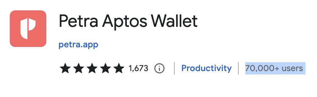 Aptos's main web wallet has at least 70,000 users/downloads so far.
