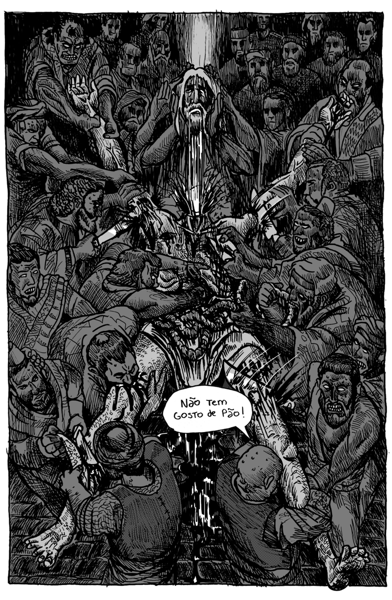 mofoart's tweet photo. Metáforas em Cafarnaum é um quadrinho bobo que fiz pegando a bíblia como base e imaginando como seria a interpretação mais idiota/burra possível dos ensinamentos de jesus.

Pois bem, tendo em vista os últimos acontecimentos o quadrinho parece infantil por comparação à realidade. https://t.co/SSAkpLecEU