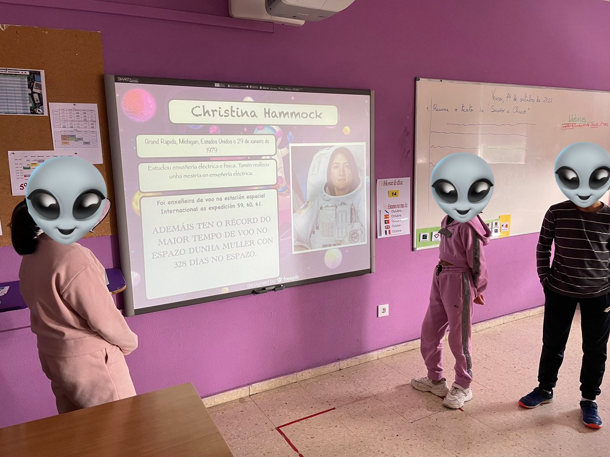Hablandoennubes's tweet photo. Nuestro alumnado ha investigado por qué solo un 11% de las personas astronautas son mujeres. Han buscado información en sus ordenadores #edixgal para crear con #keynote unos carteles en los que presentar 15 “mulleres espaciais e especiais” 👉🏻 https://t.co/3sT3I1407J