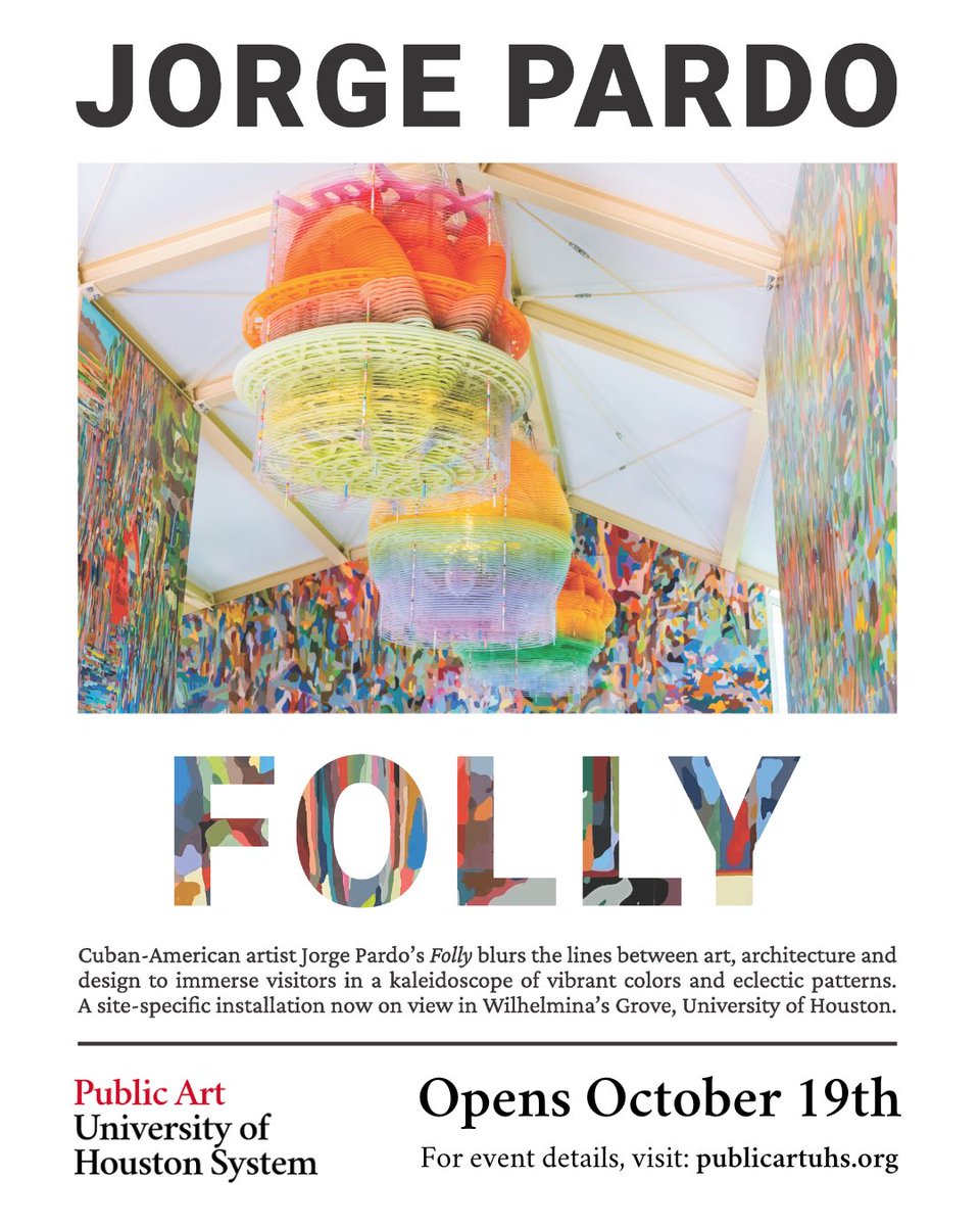 This week we are thrilled to welcome artist #JorgePardo to <a href="/UHouston/">University of Houston</a>!

Join us and the artist for a series of public programs marking the official opening of “Folly,” an immersive installation that blurs the lines between art, architecture &amp; design. 

🔗publicartuhs.org