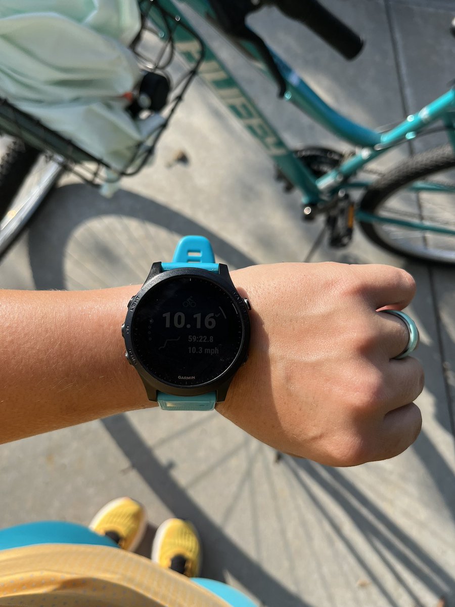 Not quite ready to run but a Nice bike ride today! My husbands bike is much taller than me 😭🤣 def need to change the seat for some cushioning!