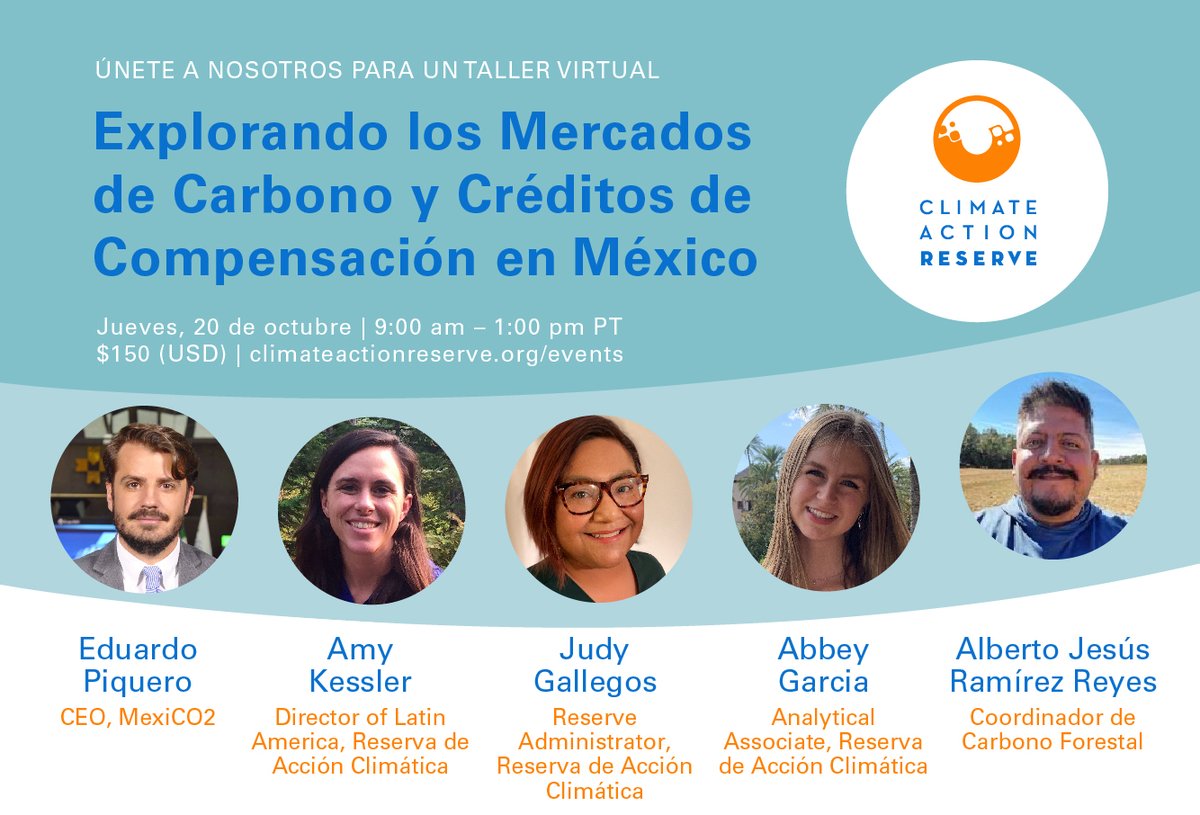 climatereserve's tweet photo. Join us this Thurs Oct 20 for a workshop on Exploring Carbon Markets &amp; Offset Credits in Mexico (conducted in Spanish) 

https://t.co/mSTXQJSIfR

featuring @epiquero @mexico2_pmc, @amykessler3 +more #MercadosdeCarbono https://t.co/M2BHjRUUmj