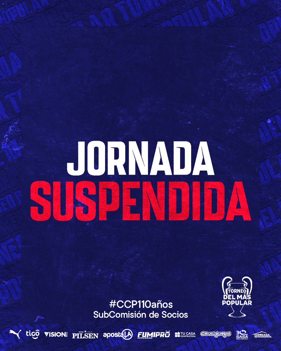 De acuerdo a los pronósticos del servicio meteorológico nacional, se prevé tiempo inestable.

Con la intención de salvaguardar la integridad de los socios y socias del Club, se decide suspender y reprogramar la jornada de hoy. 

Agradecemos la comprensión.
#TorneoDelMásPopular