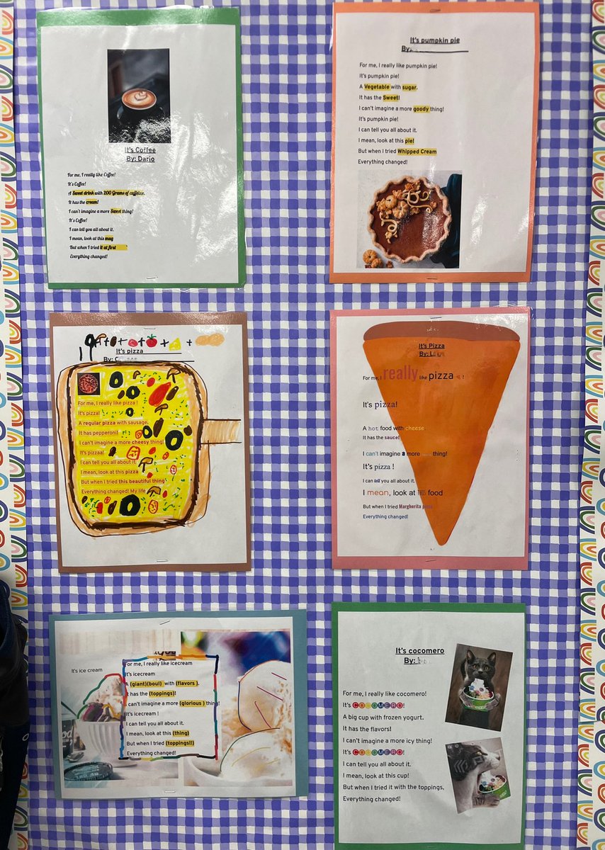 Using the viral TikTok song “It’s Corn” as inspiration, 7th writers created their own poetry…using their own favorite food! So impressed with the creativity! <a href="/HawkWolf39/">Highcrest/WJHS</a> <a href="/Wilmette39/">Wilmette Public Schools</a>