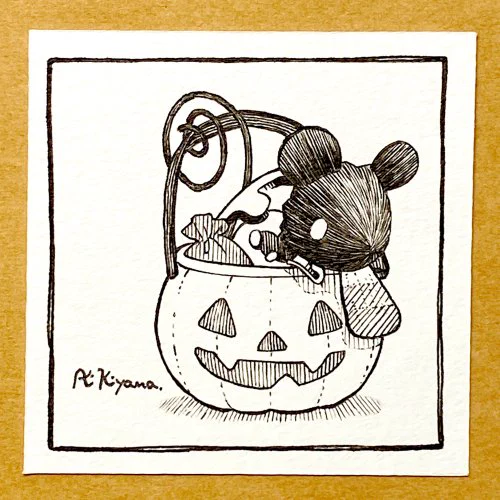 Good morning !
今朝のネズミ🎃🍭

#イラスト 
#タマゴノマモノ 