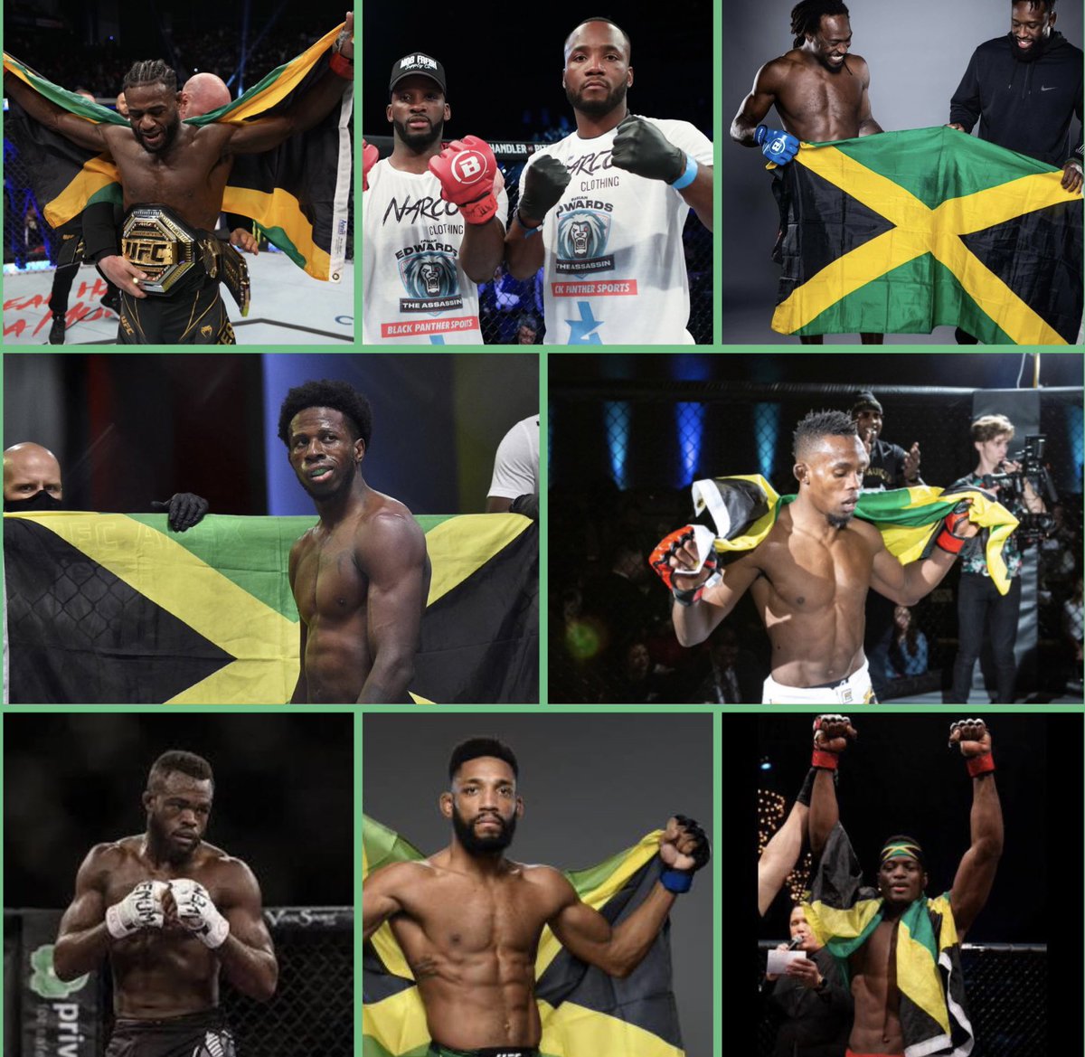 YawdieBwoyRig's tweet photo. Fram @funkmasterMMA @Leon_edwardsmma @fabianedwards24 @PostmanTaylor Jason Jackson, @TouchNgo_ @OdeOsbourne @phillyfreshmma @lBvon_ &amp; Jason Downer mi wan give unnu kings nuff love fi Jamaica’s #NationalHeroesDay 🦾 Wen unnu fight we inna Jamaica watch unnu. Bless up, KINGS 🤝🏿🇯🇲🇯🇲 https://t.co/D0BPfiCPKo