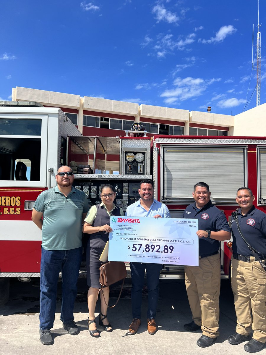 Agradecemos a los clientes de <a href="/MercadoAramburo/">Arámburo</a> que a través del redondeo nos hicieron llegar la siguiente donación para el cuerpo de bomberos de La Paz.