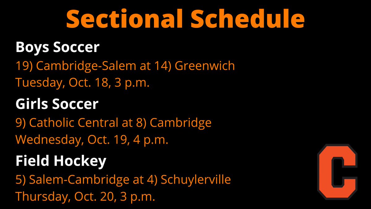 Some of the sectional schedules have been released! Support our teams this week!