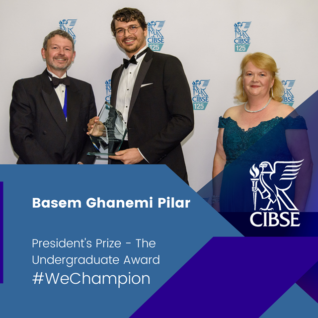 Proud that our student Basem Ghanemi Pilar at LJMU has won the 2022 CIBSE President’s Prize - Undergraduate Award! His final year design project maximised the efficiency of a combined system of heat pumps and boilers as a part of refurbishment plan for James Parsons Building