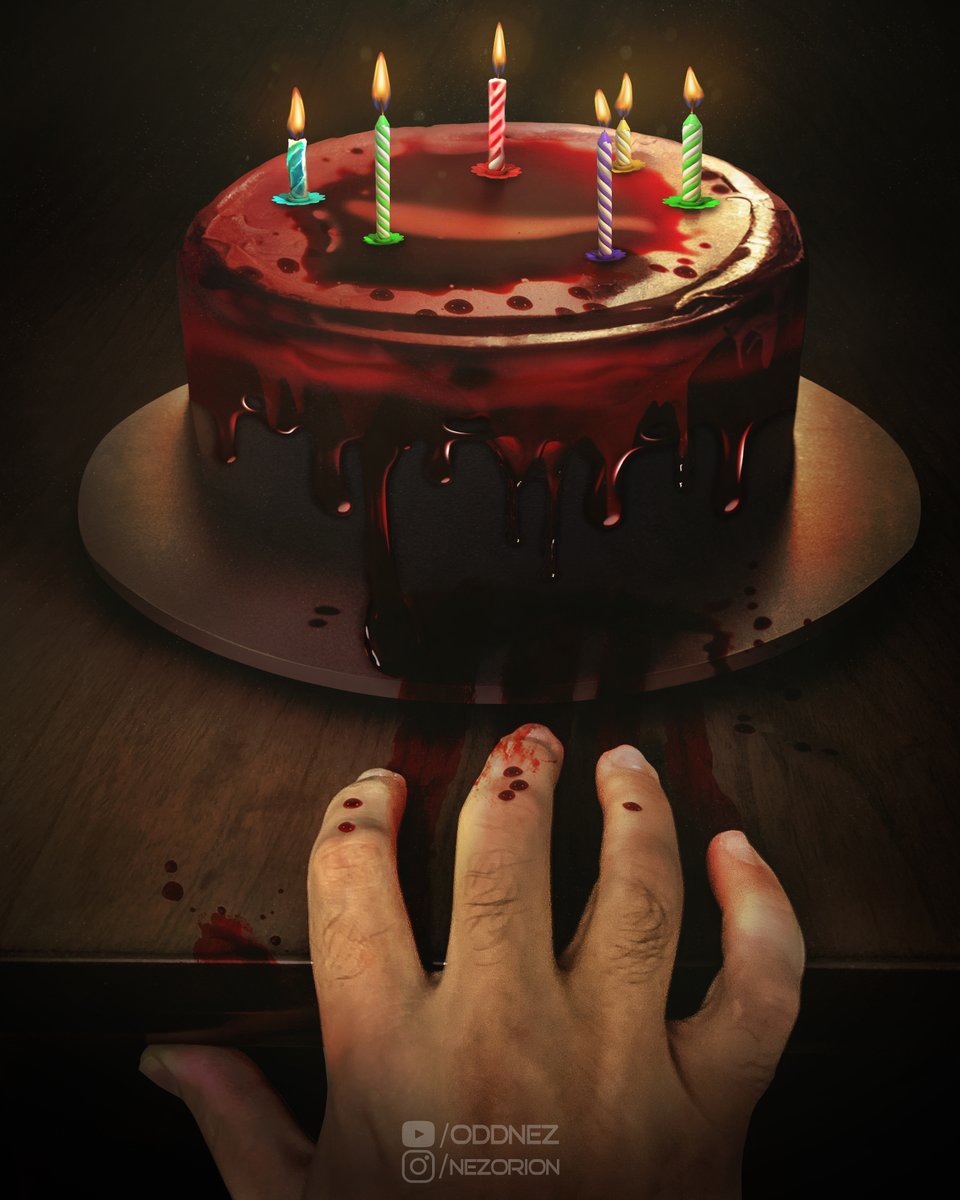 Nez_Orion's tweet photo. It’s just another day.

#BirthdayCake #Birthday #Cake #Candles #BloodyCake #OctoberBirthday #JustAnotherDay #BloodyHand #BloodyFrosting #HappyBirthday https://t.co/KYrjo7gmao