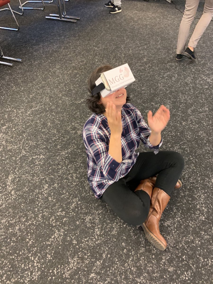 RLarioss's tweet photo. Today my highlight was facilitating an intense immersive experience w Virtual Reality in the #SustainableDigitalisation Module of #MGGNetwork. All we needed was a cardboard headset &amp; a critical mindset to explore this technology's promises, risks &amp; opportunities. @IDOS_research https://t.co/5bo01kDRDf
