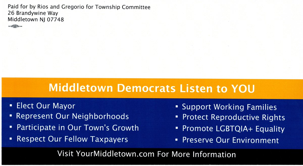 MiddletownDems's tweet photo. Rios &amp; Gregorio for #middletownnj Township Committee #supportworkingfamilies #protectreproductiverights #supportlgbtqia #yourmiddletown #respecttaxpayers #VoteBlue2022 #DemocratsListen https://t.co/YaTnNwNXm8