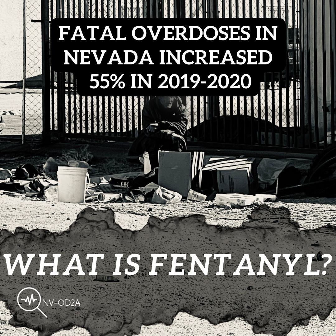 NAMI_Nv's tweet image. Fentanyl is a synthetic opioid designed for severe pain. In the past few years, illicit fentanyl has become a sought-after drug because of its power and inexpensive availability in America. Fatal overdoses in Nevada increased 55% from 2019-2020.