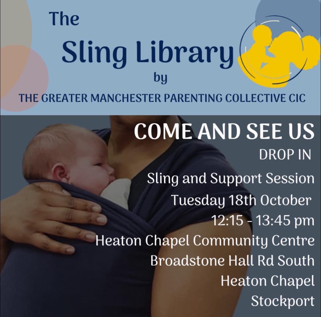 GMParentingCIC's tweet photo. Come and join us tomorrow in Heaton Chapel for our Sling Library Session. (Babywearing advice, infant feeding and general parenting support) #heatonchapel #stockport #slinglibrary https://t.co/SfHT7wH2Kg
