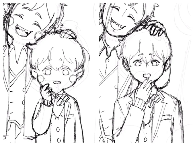 今描いてる漫画の最後のページをぽにゃな絵柄にするかシュッな絵柄にするかで悩んでます✍️ 