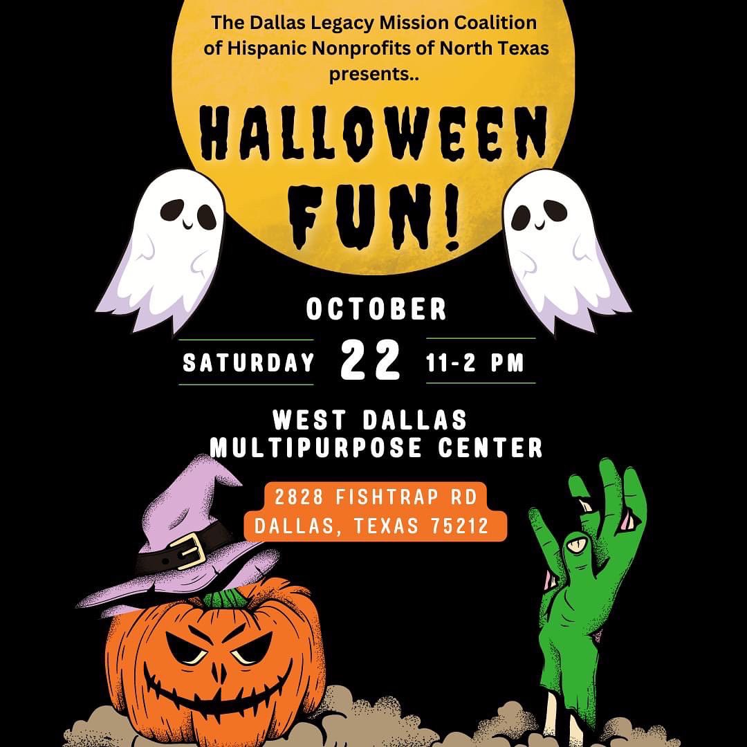 DMAHLOfficial's tweet photo. Looking for a fun way to get free candy and snacks while learning more about community organizations and resources? Join us this Saturday at the West Dallas Multipurpose Center! 
See y’all soon 👻👻👻 https://t.co/3unAQ3LTsV