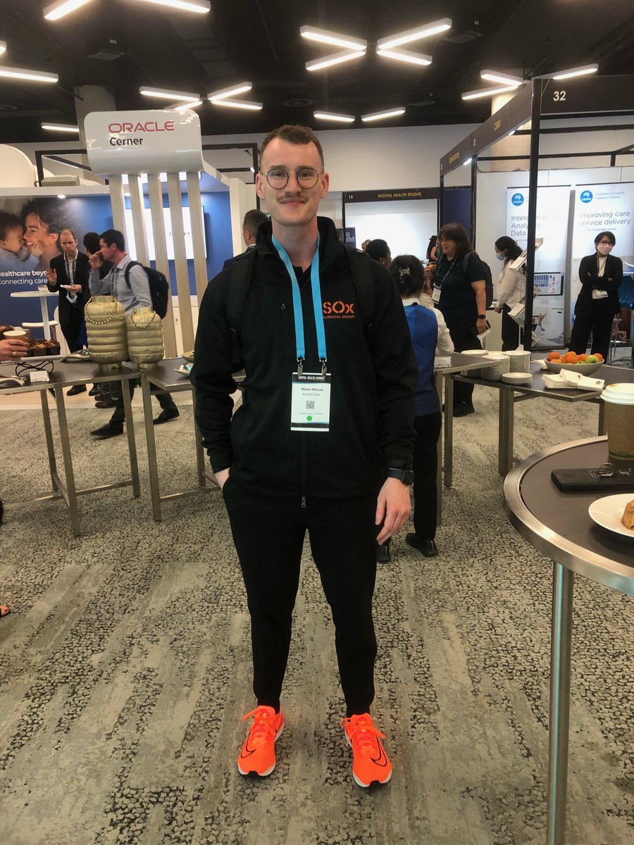 SurgicalOrder's tweet image. The @SurgicalOrder team are attending #dhs2022 at the @ICCSyd this week! Lots of great presenters already and a super exhibition too. Here's our Product Manager Mason looking resplendent in SOx orange!  If you're around, stop us for a chat about SOx and how we can work together🤝