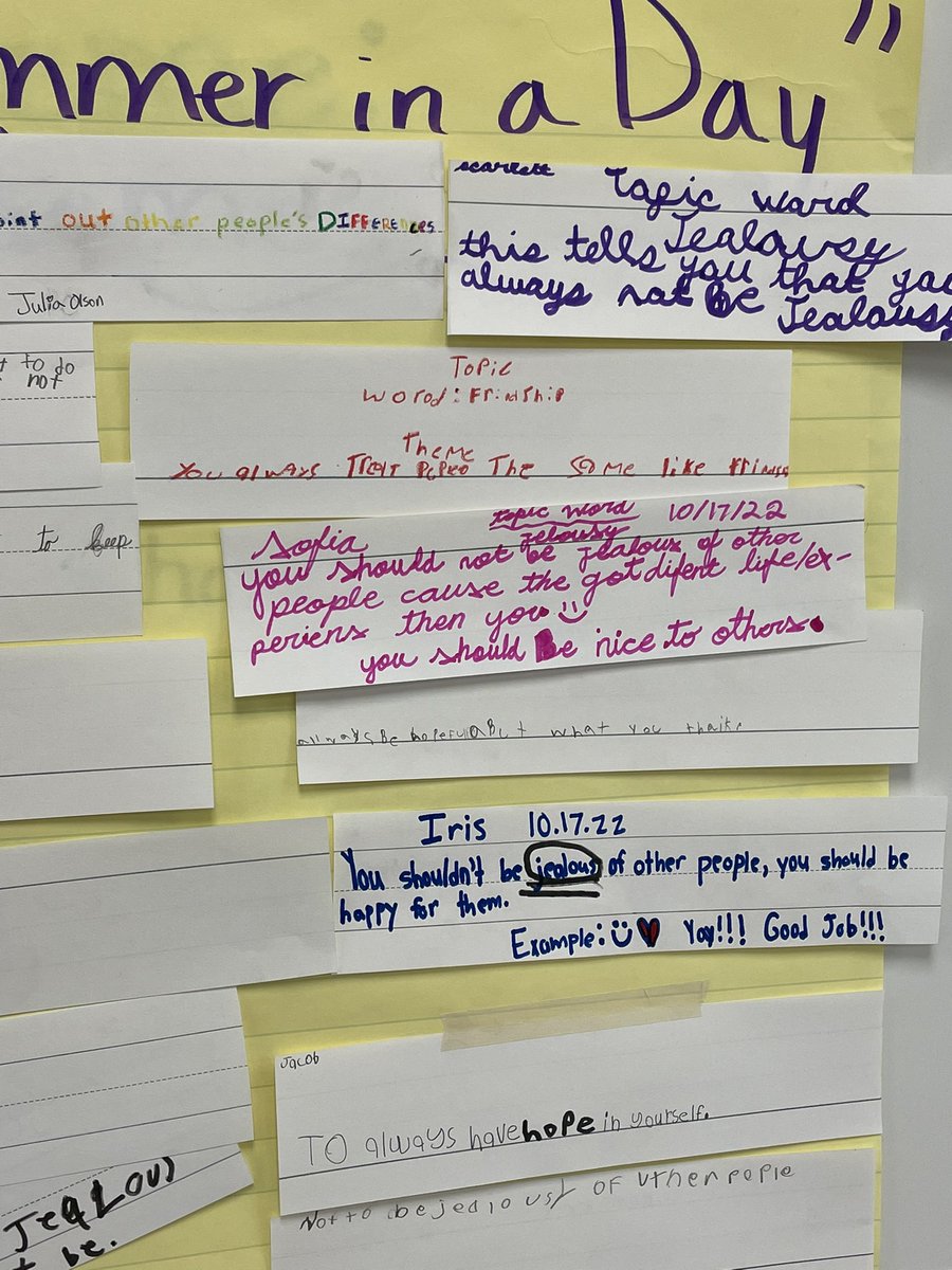 Getting our week off to a strong start, with color coding text evidence in RTI &amp; writing some amazing themes for “All Summer in a Day”! 💛 these 4th graders! <a href="/jmann_edu/">John Mann</a> <a href="/linz_ellis/">Lindsey Maxwell Ellis</a> <a href="/WitWisdomELA/">Wit & Wisdom English</a> #SumnerAchieves #bestyearever