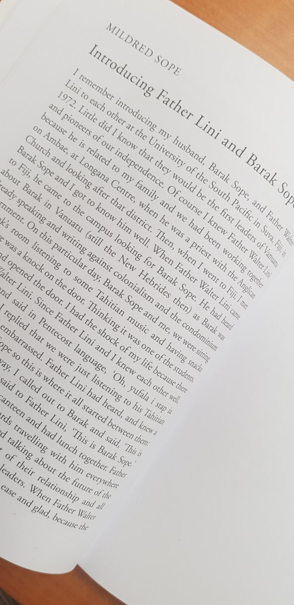 Rebecca T. Olul-Hossen (@becvanuatu) on Twitter photo Here is one of Late Mildred Sope's texts describing how she introduced her husband, Barak Sope, and Vanuatu's first Prime Minister, the Late Fr Walter Lini, published in 'Sista, Stanap Strong!' edited by <a href="/Mik_Nyman/">Mikaela Nyman</a> and <a href="/BecVanuatu/">Rebecca T. Olul-Hossen</a>. Here is one of Late Mildred Sope's texts describing how she introduced her husband, Barak Sope, and Vanuatu's first Prime Minister, the Late Fr Walter Lini, published in 'Sista, Stanap Strong!' edited by <a href="/Mik_Nyman/">Mikaela Nyman</a> and <a href="/BecVanuatu/">Rebecca T. Olul-Hossen</a>.