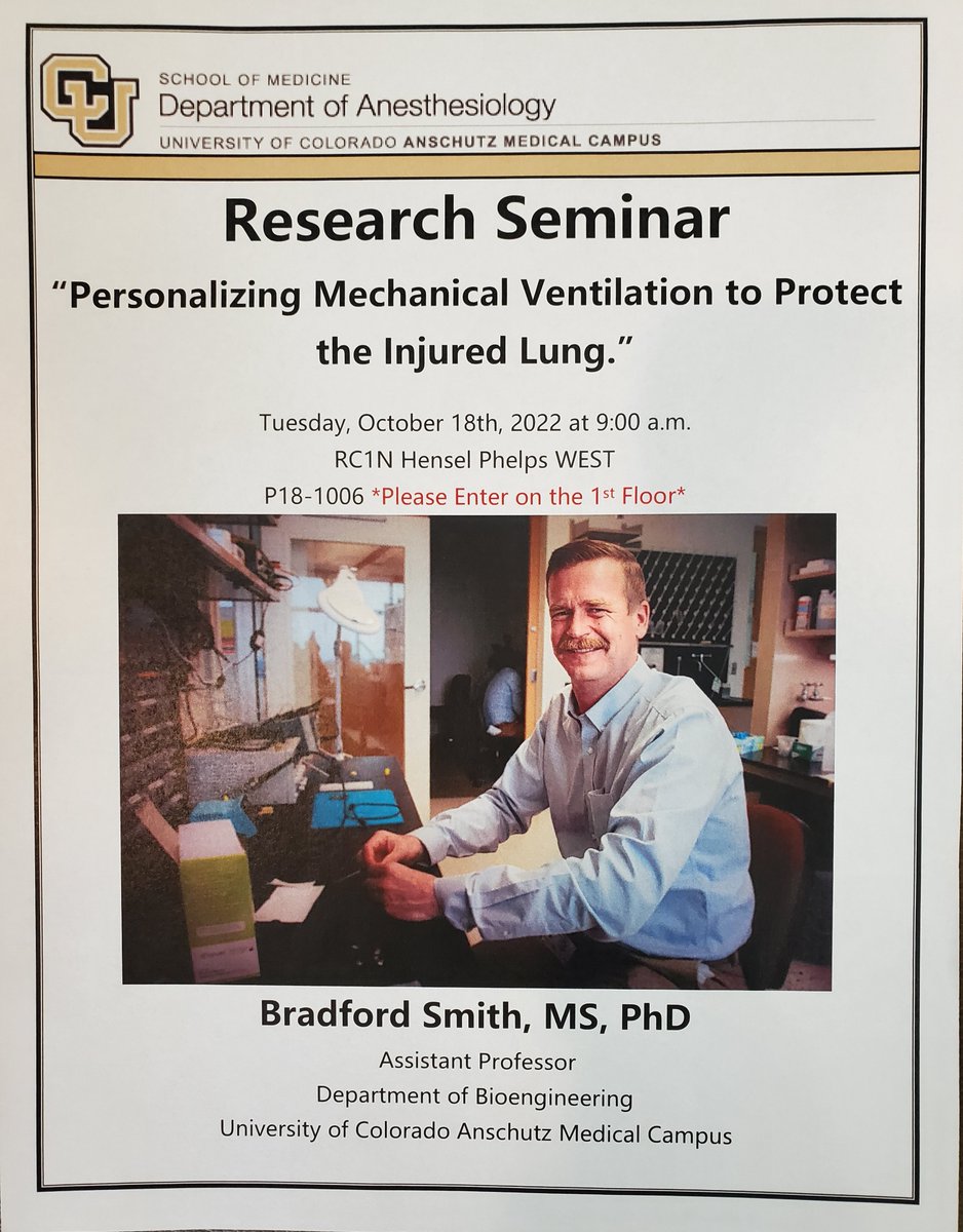 CUDenverBIOE's tweet photo. Tomorrow Dr. Bradford Smith will present his work on mechanical ventilation!
#cudenver #cuanschutz #bioengeering #mechanicalventilation #pulmonaryresearch https://t.co/5lsKgQ8pvb