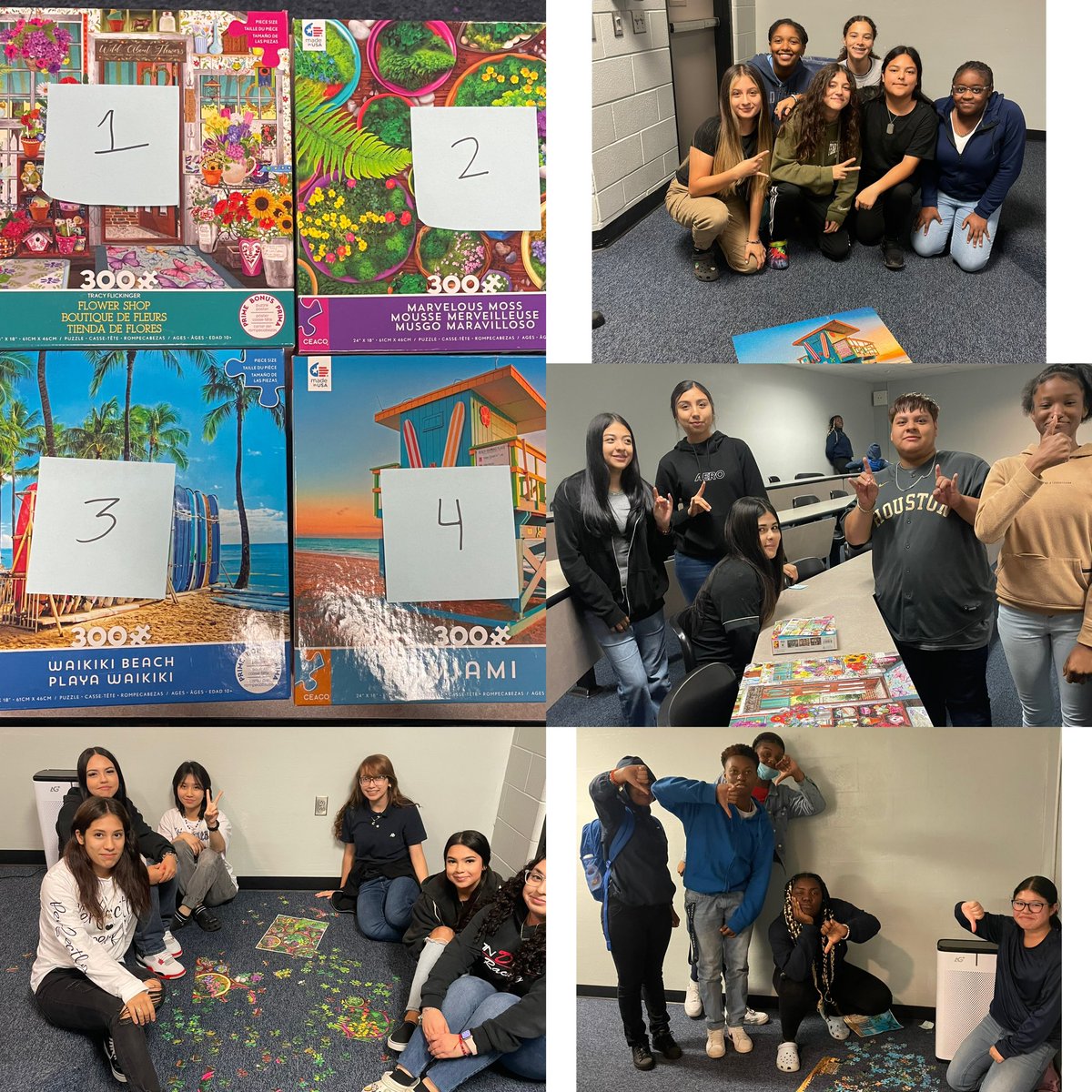 LadyLoboHoopz's tweet photo. LadyLoboHoopz bond while putting puzzles together collectively. The goal of this team bonding exercise is to encourage teamwork &amp; positive communication. I enjoyed watching each group take different approaches, communicate &amp; the overall camaraderie. #ladylobohoopz #runwiththepack https://t.co/RSzd9etrUw