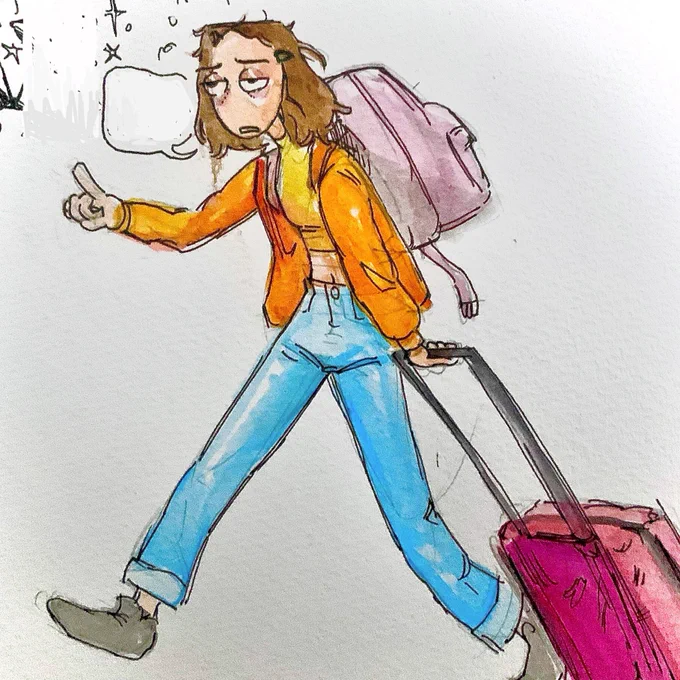 one more travel drawing. a lil ootd  