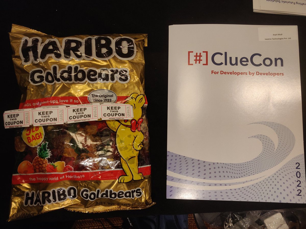 Day 1 at #Cluecon2022 is super exciting and fun filled.

Met many developers and like-minded people, fun games, quiz, interesting sessions, dangerous demos, won the prize in raffle ticket lucky draw.

Thanks <a href="/freeswitch/">FreeSWITCH</a> and <a href="/SignalWire/">SignalWire</a> team.

#Chicago #VoIP #FreeSwitch