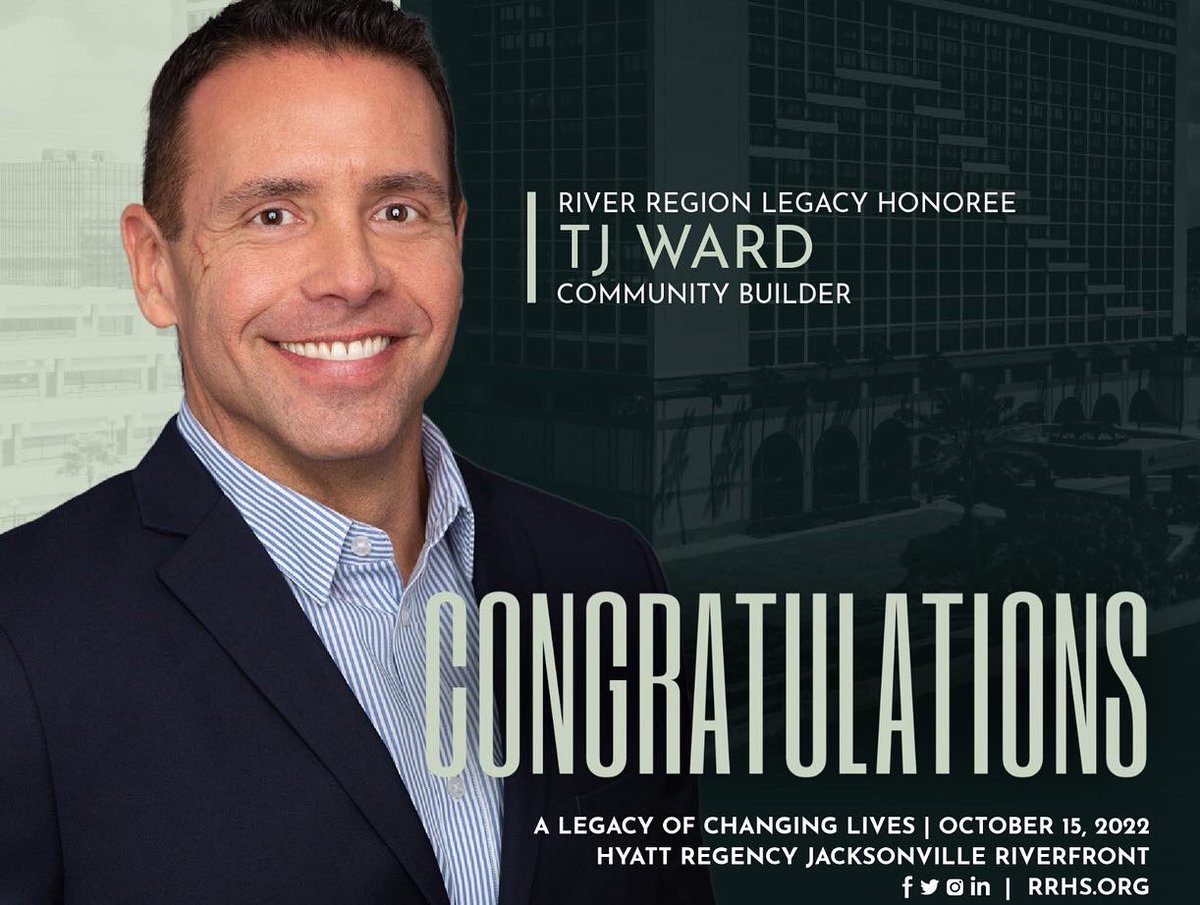 tjwardFL's tweet photo. To be recognized as one of eight @RiverRegionHS legacy honorees in celebration of its 50 years of “Rebuilding Families and Restoring Communities” in Northeast Florida is overwhelming to say the least. 

Thank you to @FLBlue Foundation and @JAXChamber for the ongoing support. https://t.co/RKRewdIZxg