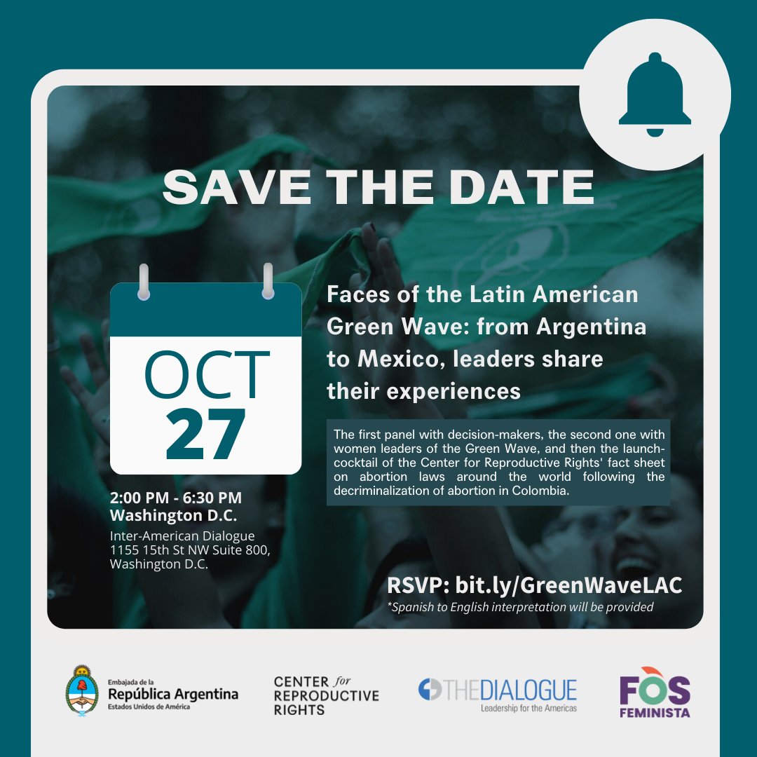 Don't miss this event with activists who have led the Green Wave in Latin America and decision-makers who have made access to abortion possible in the region. <a href="/ReproRightsLAC/">Centro de Derechos Reproductivos</a> 

Register here: bit.ly/GreenWaveLAC