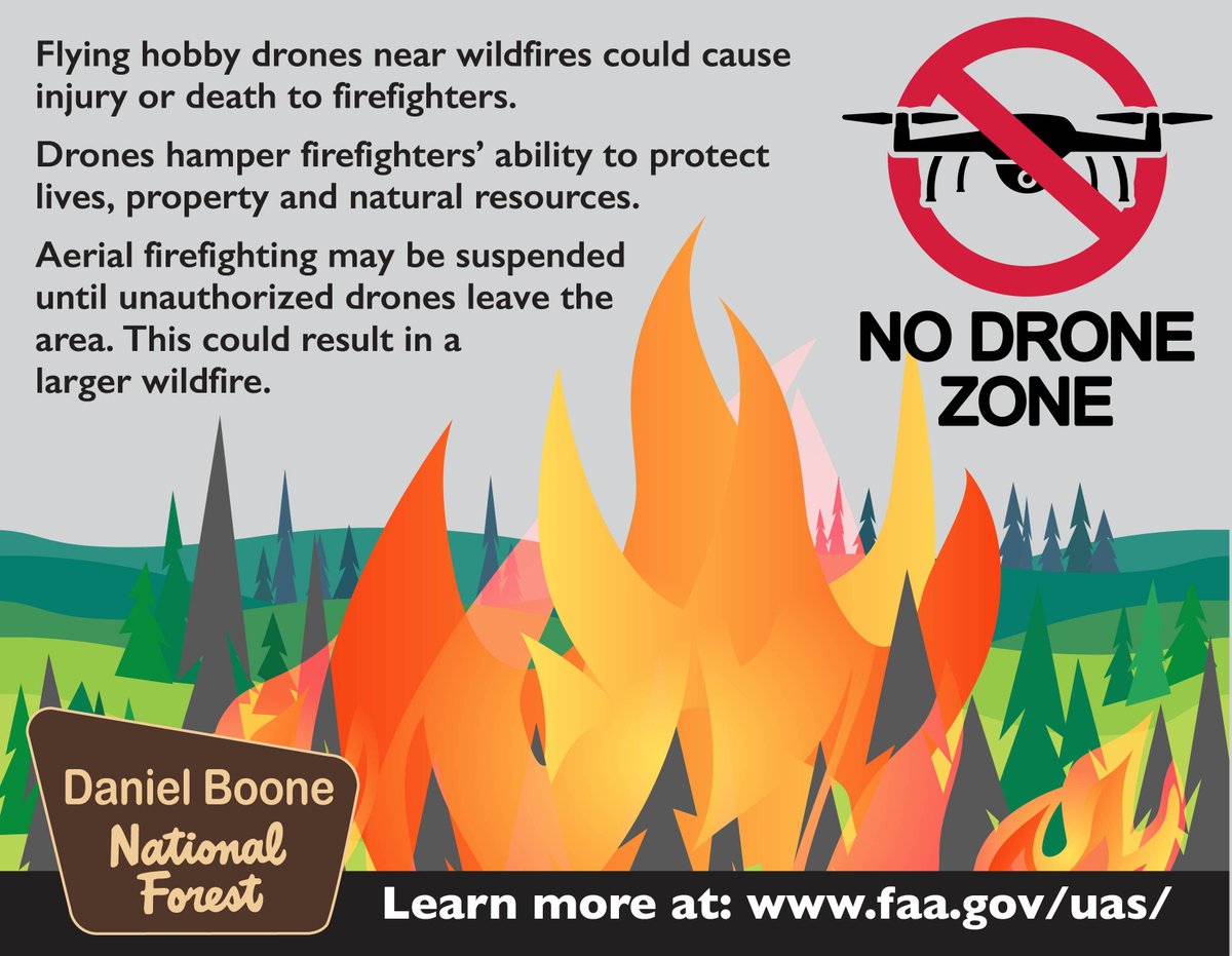 #DYK that drones cause all aerial fire suppression to stop?

We've received helicopter support for the Tarr Ridge Wildfire in the Red River Gorge. They are a key resource that can only help when the sky is clear. #NoDroneZone

Tarr Ridge Wildfire Updates fs.usda.gov/alerts/dbnf/al…