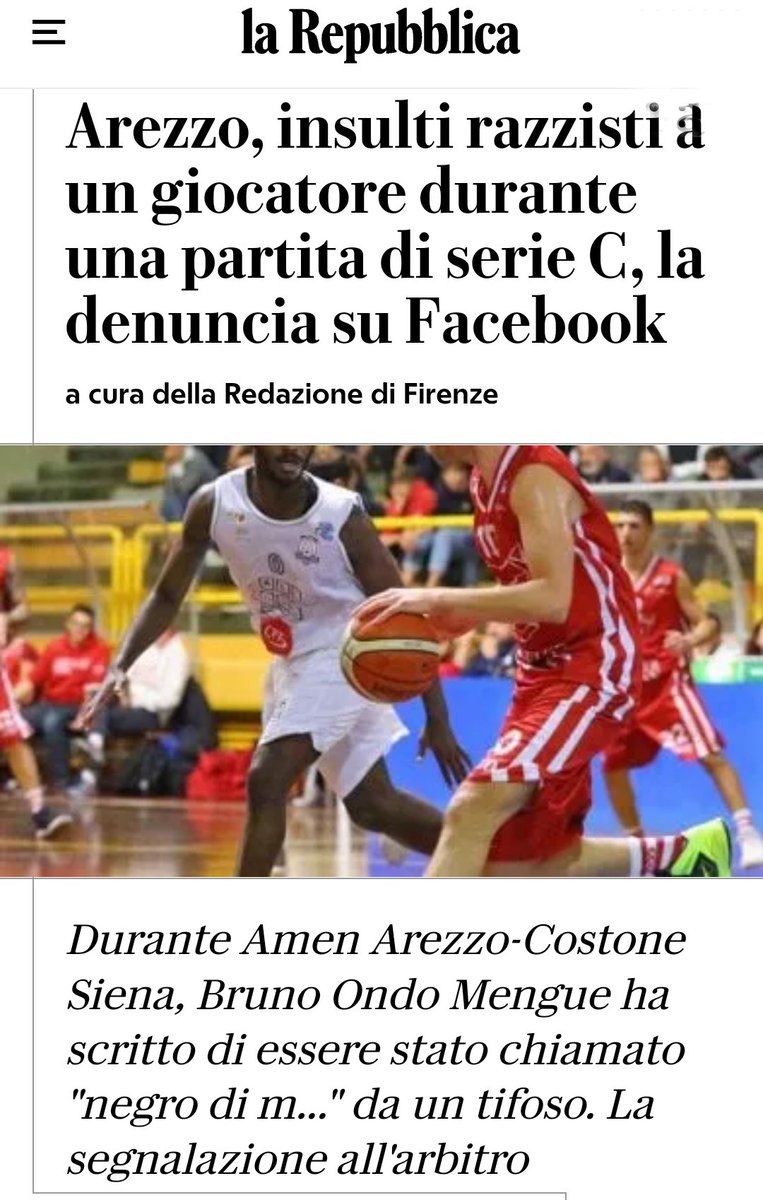 FI_Possibile's tweet photo. "Mi sarebbe tanto piaciuto sapere se quei ragazzi che mi hanno dato del 'negro di m...' in mezzo alla folla di Arezzo avrebbero avuto lo stesso coraggio in uno spogliatoio vuoto e condiviso con me"

Solidarietà a Bruno Ondo #Mengue. Isoliamo i razzisti. https://t.co/aQW5Z4k1oW