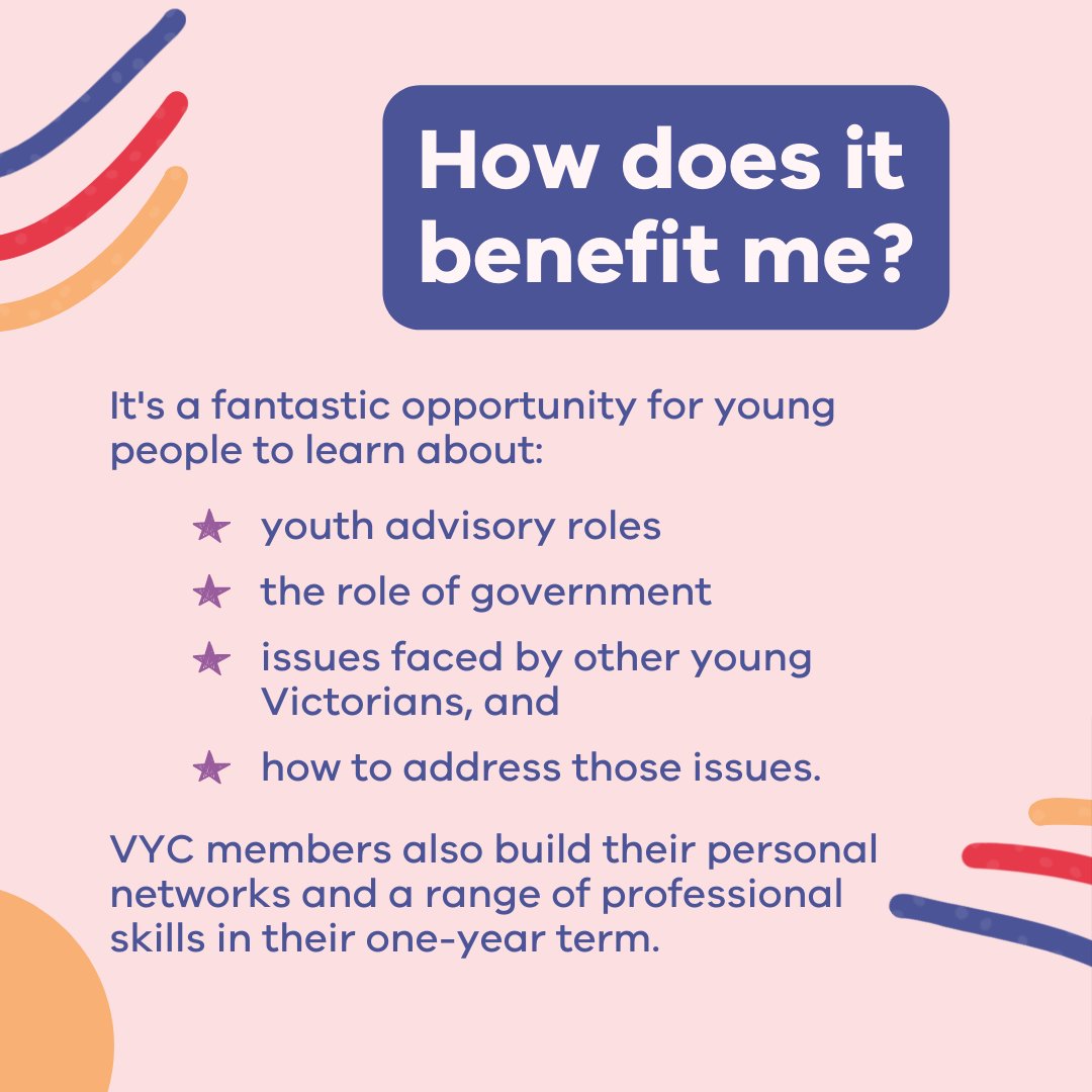 Applications are now open for passionate &amp; engaged young Victorians aged between 12-25 to join the Victorian Youth Congress (VYC) next year. No experience required - just a willingness to learn &amp; make a difference in the world! Learn more: bit.ly/3ga3UqR