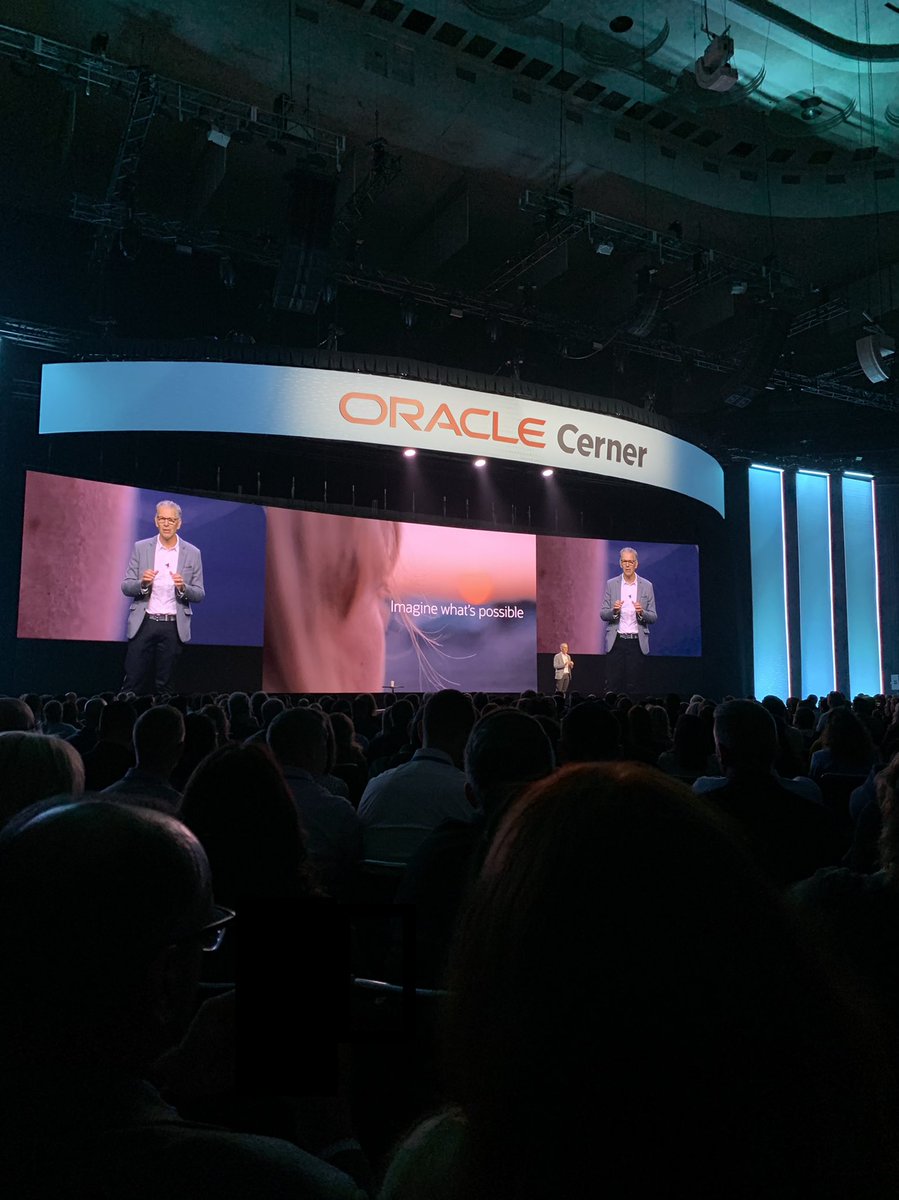 _stevenkellogg's tweet photo. Kicking off the Oracle Cerner Health Conference in Kansas City. Opening keynote session focused on the future with #Oracle and reminiscing on past health conferences led by #Cerner founder Neal Patterson. Excited to be a part of this week with our clients! #OracleCerner #OCHC22 https://t.co/IBJCYpdutl