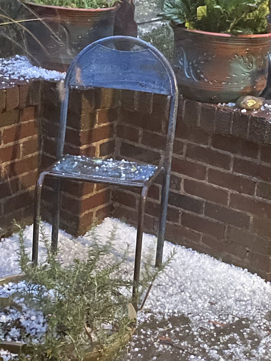 Hail from T-storm in central Durham.