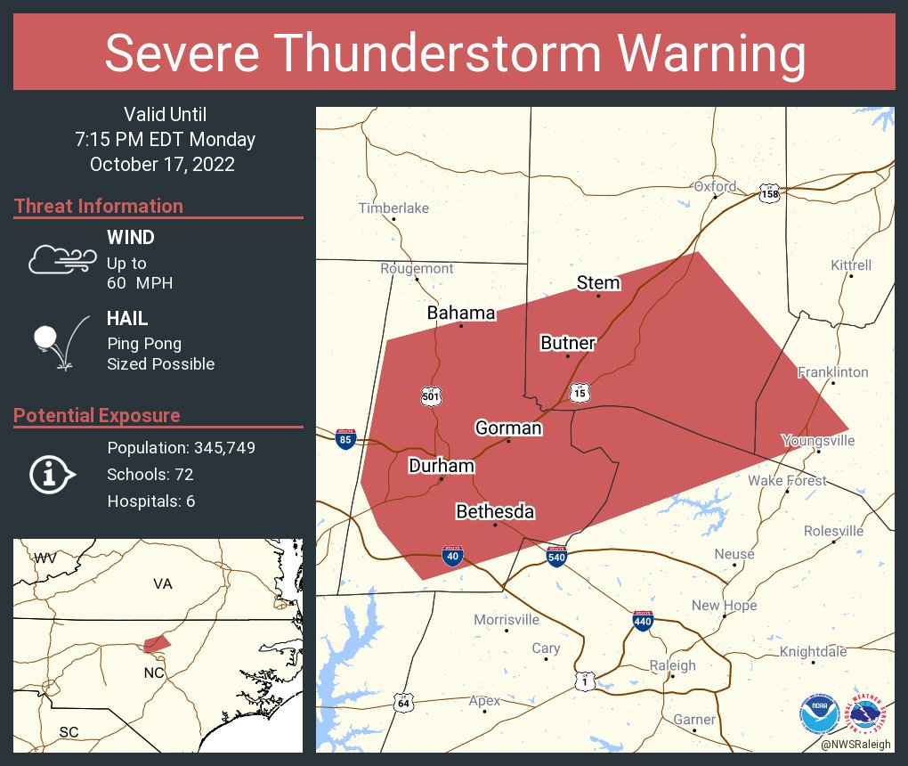 NWS Raleigh on Twitter "Severe Thunderstorm Warning continues for