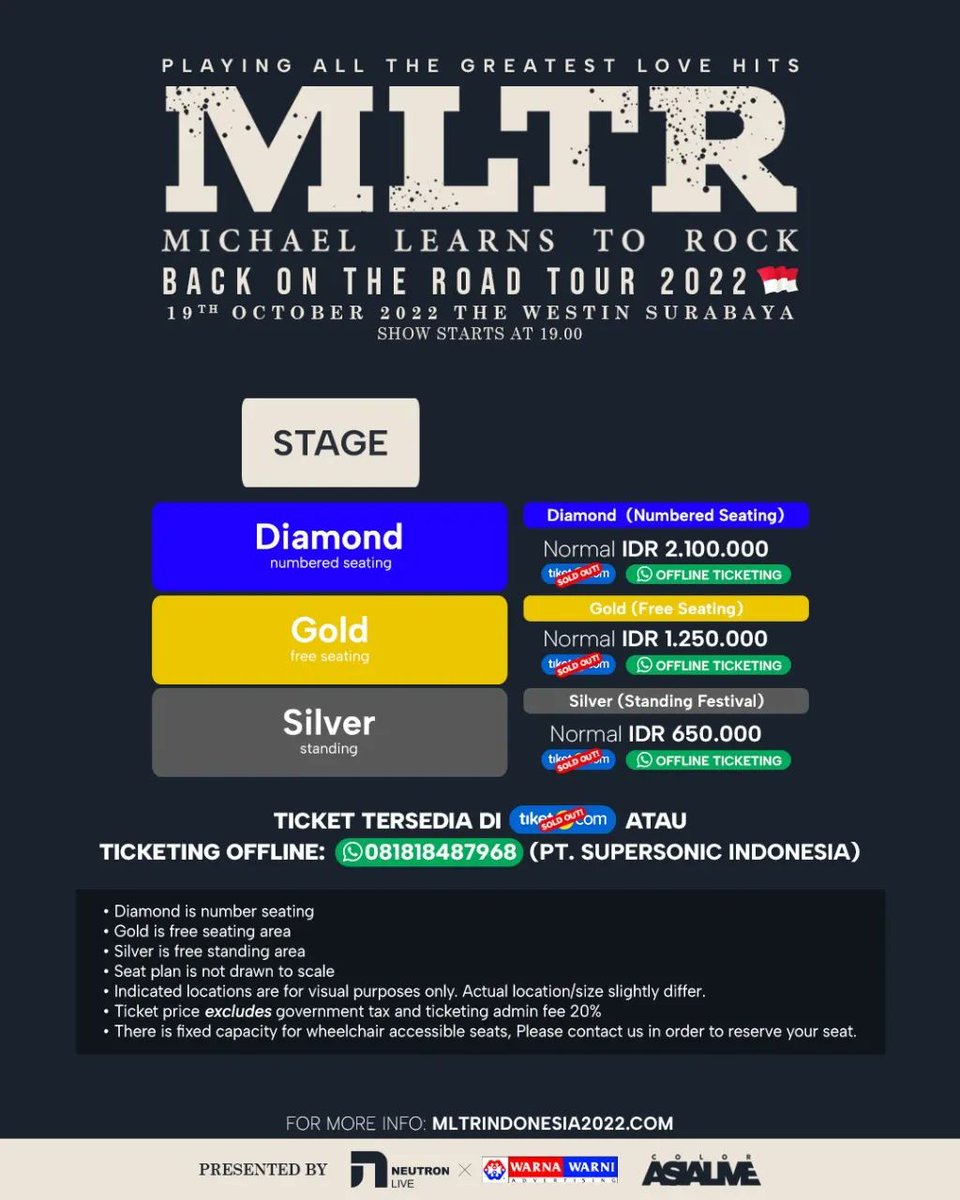 MLTRIndonesia's tweet photo. TOMORROW!

MICHAEL LEARNS TO ROCK - BACK ON THE ROAD TOUR 2022 LIVE IN SURABAYA

Live at The Westin Surabaya, 19 Oct 2022

Tickets on https://t.co/Ow1TfHPFlG are SOLD OUT! ️But still available via Neutron Live WA 081818487968

#MLTRLiveInSurabaya2022
#MLTRBackOnTheRoadTour2022 https://t.co/crw6fensby