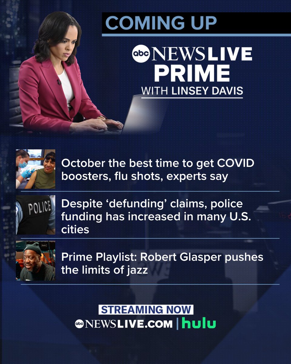 TONIGHT: ➡️@AlokPatelMD on what you need to know about boosters ➡️@PierreTABC reports on @ABC News’ analysis with ABC Owned Television Stations on state of police funding in U.S. ➡️@lipoftv discusses #BlackRadioIII with @RobertGlasper Stream now at abcnewslive.com