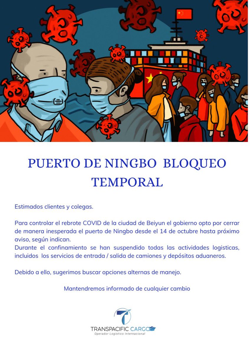 MadeleinGacitua's tweet photo. Se a regresado del feriado Chino con retrasos para generar reservas, tarifas más altas y bloqueos en Ningbo uno de los principales puerto. https://t.co/WwCvBbFi4Q