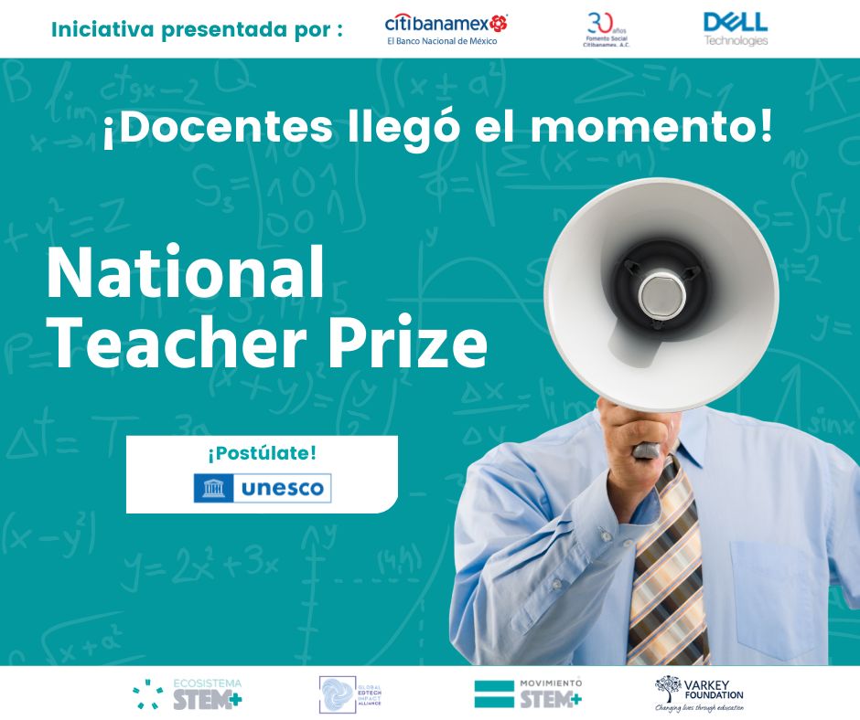 UNESCOMexico's tweet photo. 📣 ¡Reconozcamos a las y los docentes de #México!

¡Anima a que se postulen al Premio al Talento #STEM: #NationalTeacherPrize México 2022 y seguir impactando en su comunidad!

La postulación es virtual y gratuita.
📲https://t.co/2wBuDaKkpU

Visita: @MovimientoSTEM https://t.co/kjDJA8orXy
