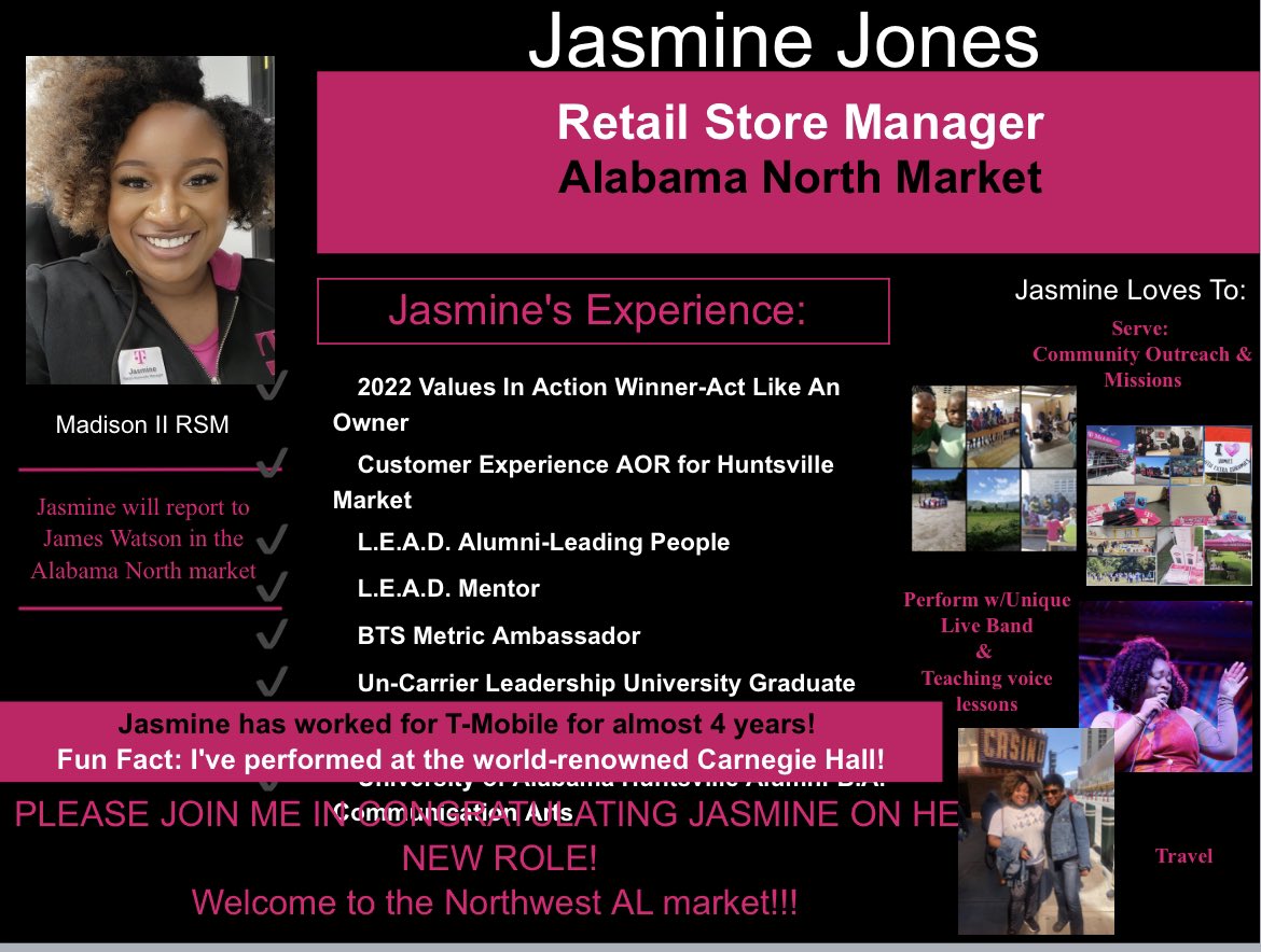 Delighted to announce Jasmine Jones as the RSM of our newest store in Madison, AL! Welcome to the NW Alabama NorthStars!!