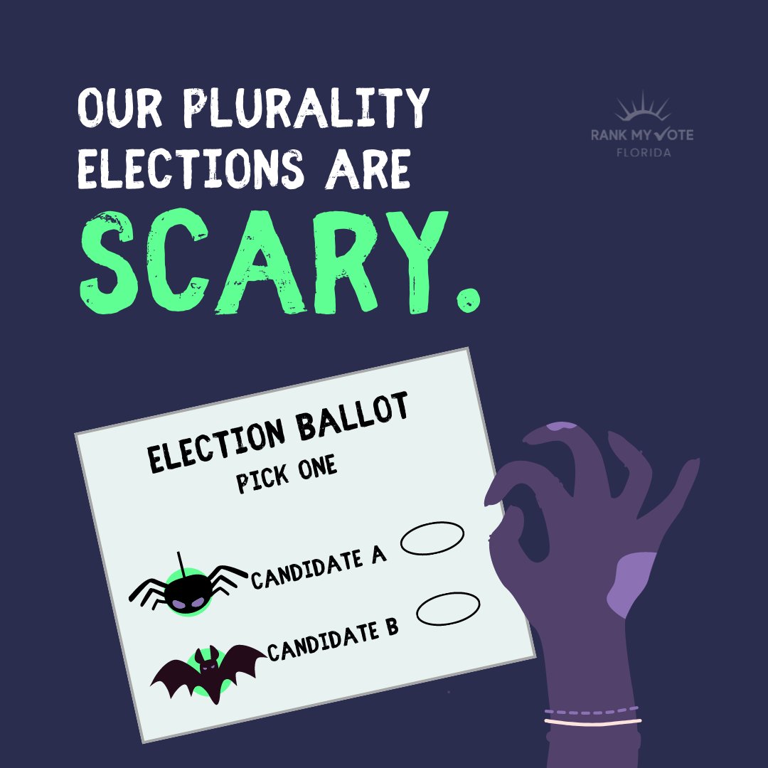 rankmyvotefl's tweet image. Why are FL voters forced to pick ONE candidate? In winner-takes-all systems, candidates win by slim margins even if they lack broad appeal. Ranked choice voting fixes that by allowing voters to rank all choices. 
#rankedchoicevoting
#flvoters #rcv #rankedchoicevote
(1/4)