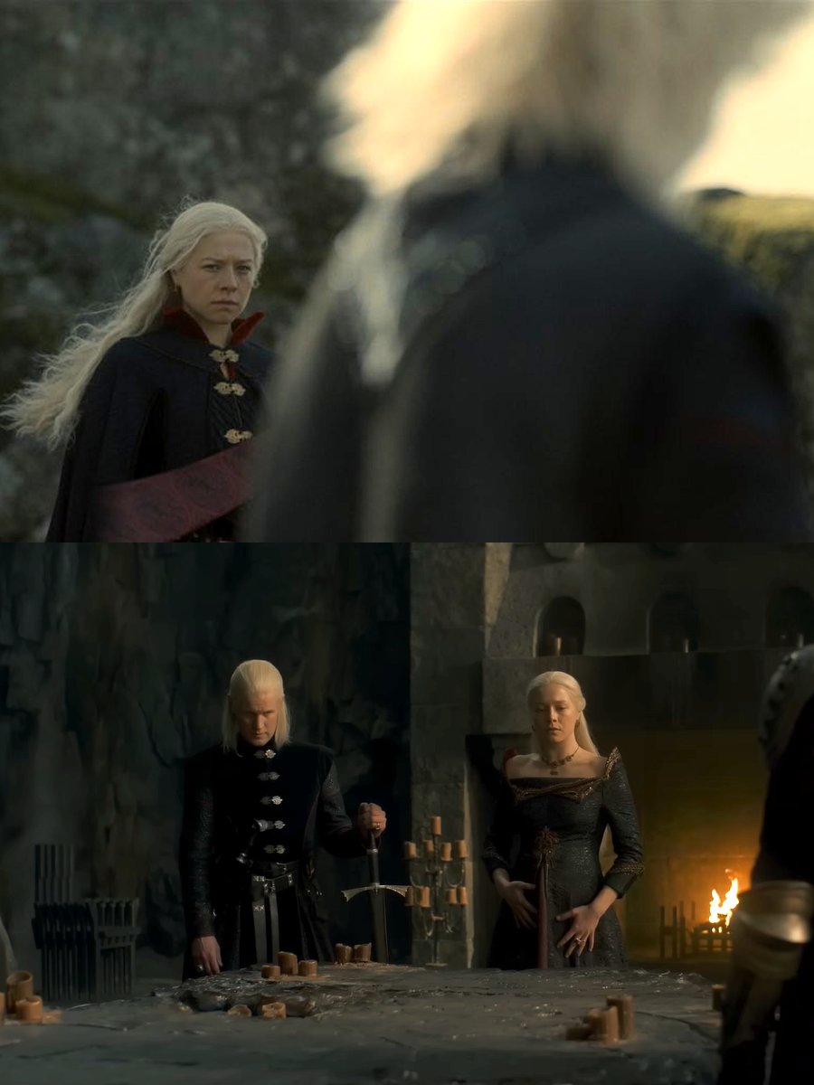 daemyrasafe's tweet photo. daemon and rhaenyra on the season finale of #houseofthedragon https://t.co/IyZgb3qhNq