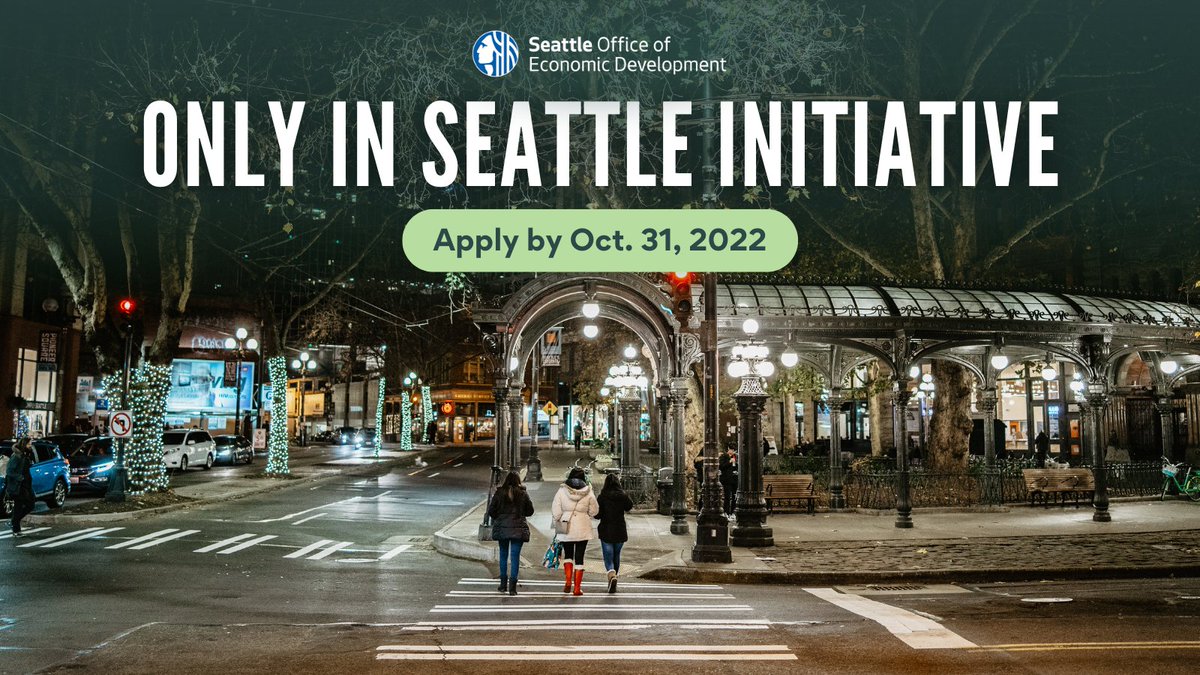 Organizations can apply for up to $200,000 from <a href="/SeattleEconomy/">Seattle OED</a> to support community-led economic development projects in neighborhoods. Applications open September 29, 2022.

 Learn more: <a href="/SeattleEconomy/">Seattle OED</a>

Photo Credit: 📷: <a href="/iheartID/">Seattle’s Chinatown-ID</a> / <a href="/pioneersquare/">Pioneer Square</a>