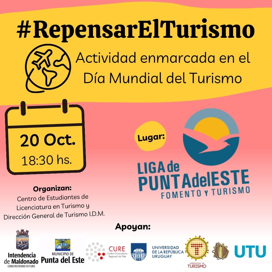 A #RepensarElTurismo, desde el sector público y privado, nos invitan las/os estudiantes de la  #LienciaturaDeTurismo de la <a href="/Udelaruy/">Universidad de la República</a> @CUREoficialo
Hay que felicitar su esfuerzo y el apoyo de <a href="/MaldonadoUY/">Rotten Raccoons</a>, Dirección de Turismo, <a href="/puntamunicipio/">Municipio de Punta Del Este</a> <a href="/UTU_Uruguay/">UTU</a> y Liga de Punta del Este